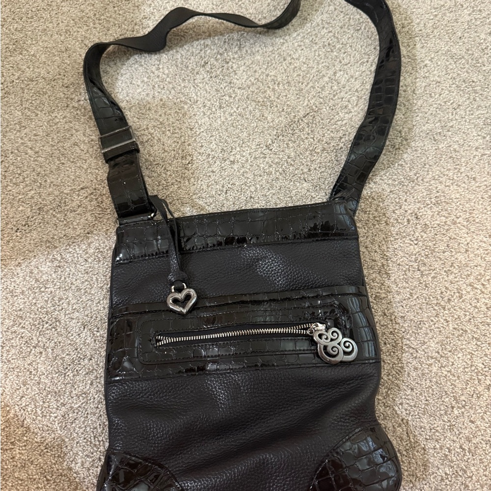 Brighton Black Crossbody Bag with Silver Accents